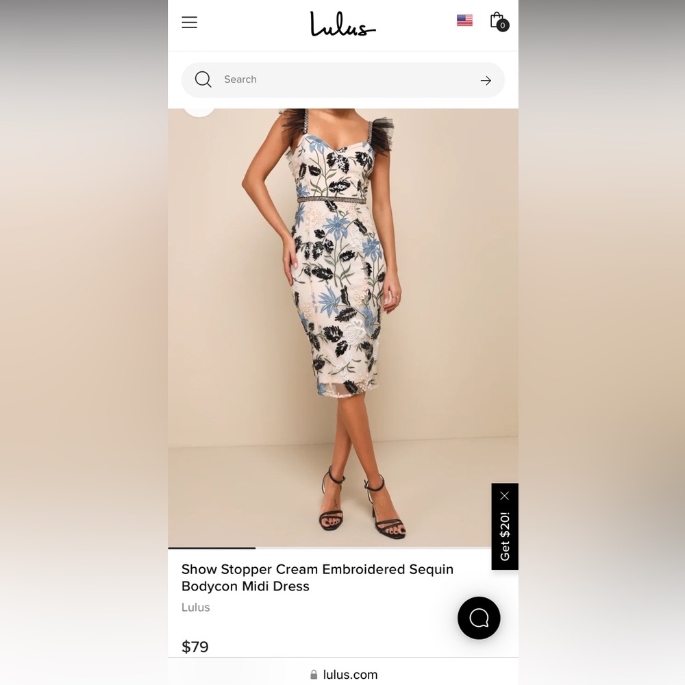 Lulus small Cream midi dress